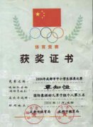我校學(xué)生覃知恒在2004年成都市中小學(xué)生棋類比賽中榮獲國際象棋幼兒男子組個